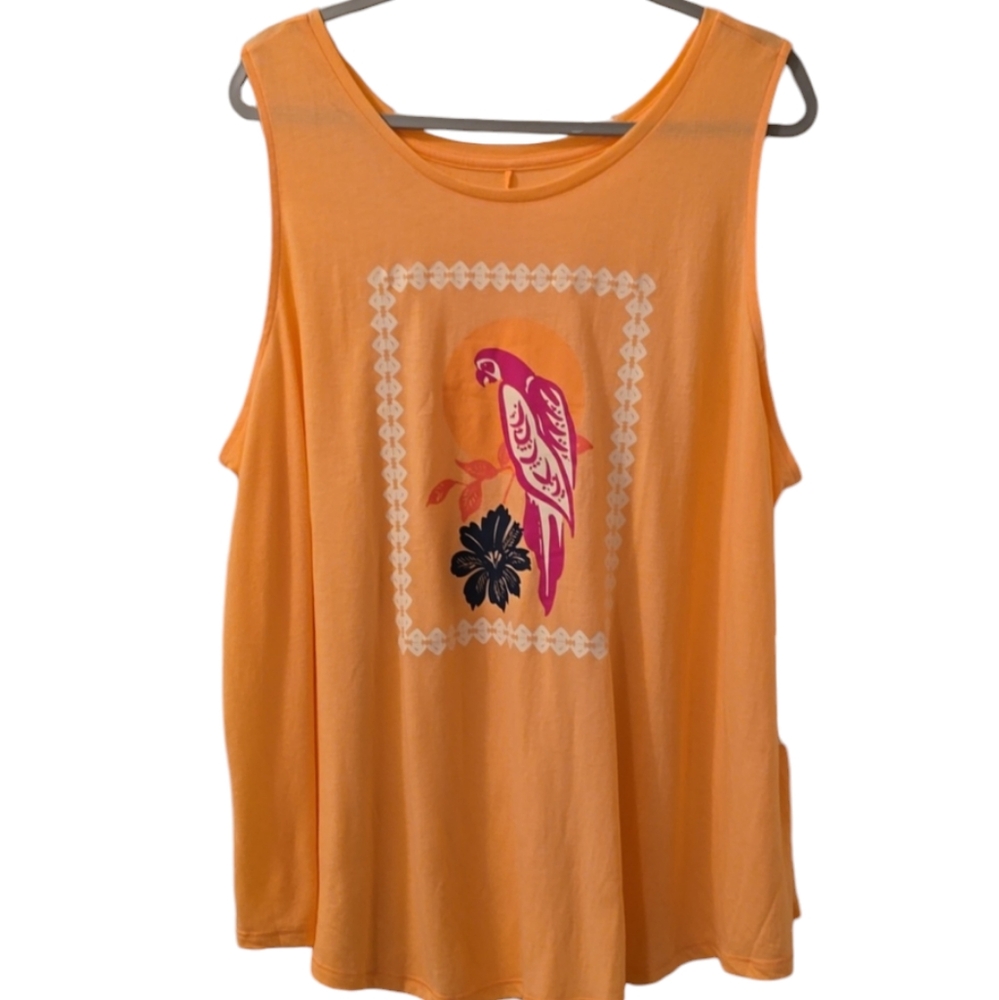 ST. JOHN'S BAY BRAND WOMEN'S PEACH TROPICAL TANK TOP SIZE SMALL